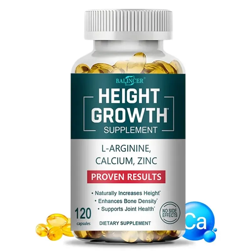 Suplemen Pertumbuhan Tinggi Kalsium Vitamin D3 Zink Pengukuhan Tulang Peningkatan Ketinggian Semulajadi untuk Kanak-kanak Remaja Dewasa — image 1