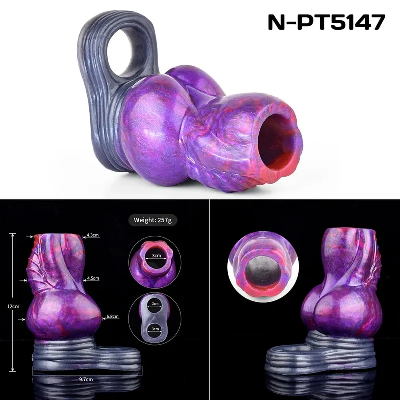 Multi-ประเภทเปิดแฟนตาซี Hollow Dildo ซิลิโคน Cock Sheath ชายอวัยวะเพศชาย Anti-DROP แหวนของเล่นสำหรับผู้ใหญ่ 18 +