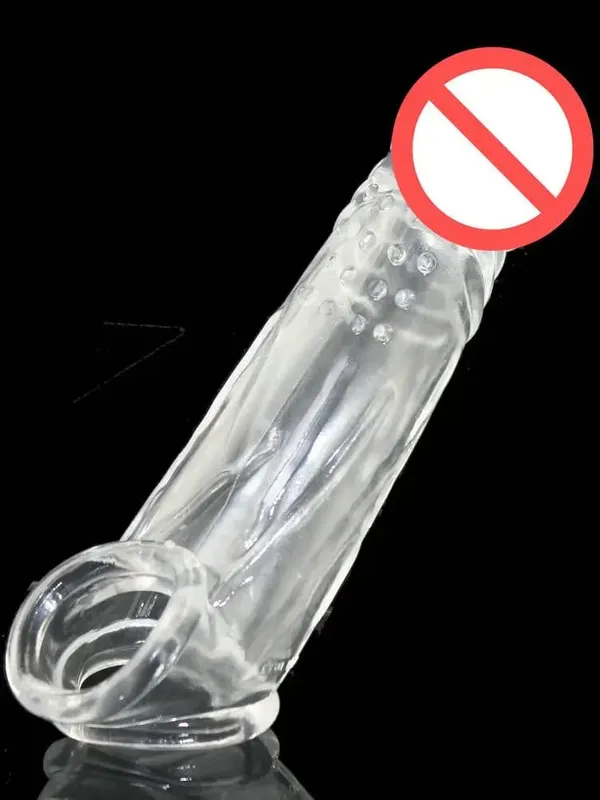 Preservativo retardante reutilizável, 2 anéis, ampliação transparente, impotência, extensão do pênis, manga peniana duradoura, produto sexual, brinquedos masculinos, vibrador