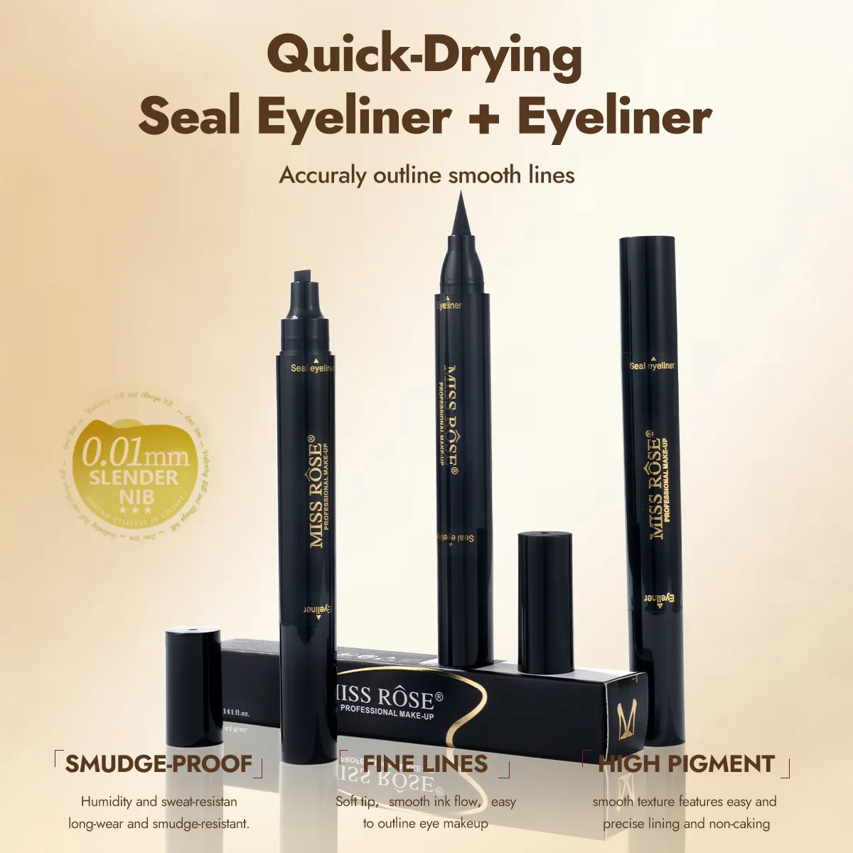 อายไลเนอร์สีดำของเหลวปากกาอายไลเนอร์ติดทนนานสีละเอียดอ่อนเรียบการใช้งานทุกวันแต่งหน้าตาปากกาเครื่องสำอาง — image 2