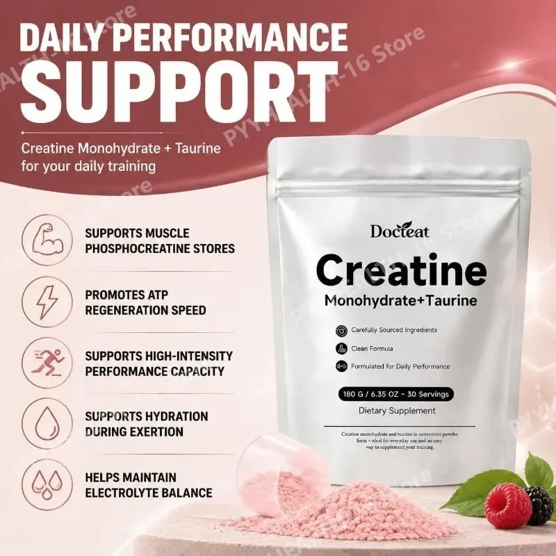 Docteat Creatina Monoidrato in Polvere con Taurina Prestazioni Muscolari e Supporto Energetico per Capacità ad Alta Intensità 30 Dosi — image 5
