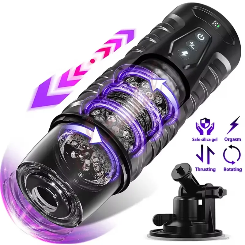 Teleskopischer männlicher Masturbator, automatischer Mastubator-Cup für Männer, 7 Schub-Rotationsmodi, Penispumpe, Kolben, Blowjob, Sexmaschine — image 8