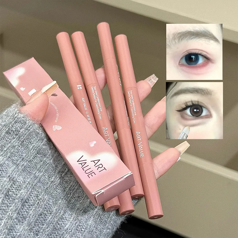KUNSTWAARDE Tweekleurige liggende zijderupspen onder eyeliner Fleuren schaduw make-up potlood naakt roze onderste ooglid markeerstift contour — image 2