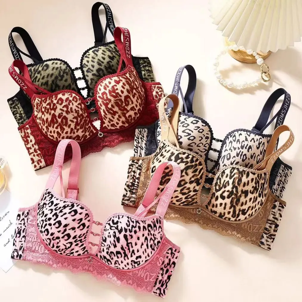 Plus Size Dünner, kabelloser Minimizer-BH mit Leopardenmuster, Anti-Sagging-Komfort-Dessous für Frauen mit großer Oberweite — image 5