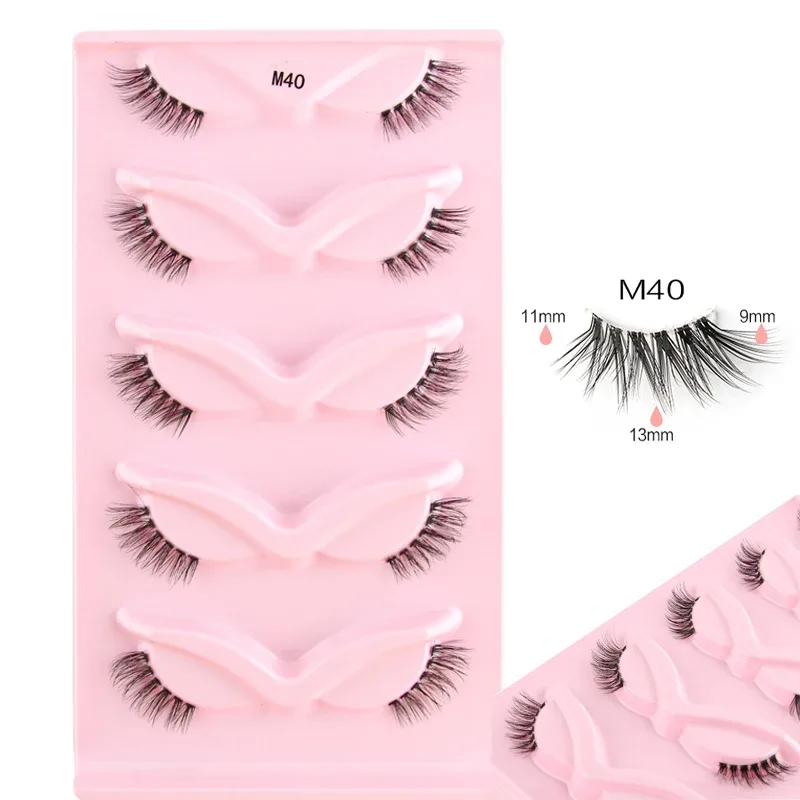 Mezze Ciglia Cat Eye Ciglia 3/5/10 Paia Ciglia Finte Soffici Morbide Aspetto Naturale Fascia Trasparente 3D Ciglia di Visone Estensione trucco