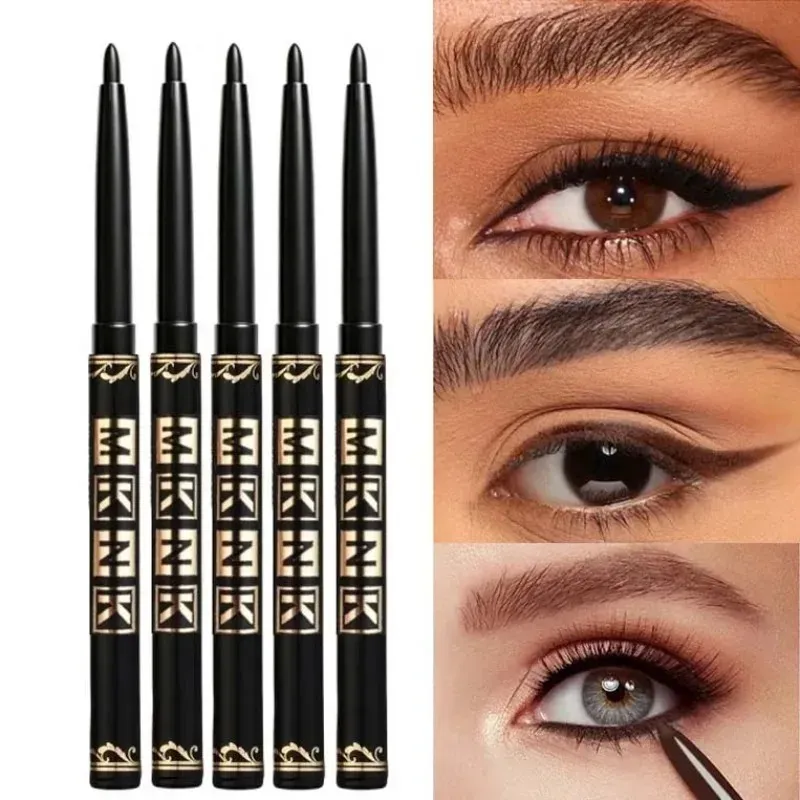 1-12pcs Pensil Celak Hitam Kalis Air Kalis Calit Aplikasi Mudah Dipintal Gel Mata untuk Solekan Mata Punk Tebal Mesra Permulaan — image 5