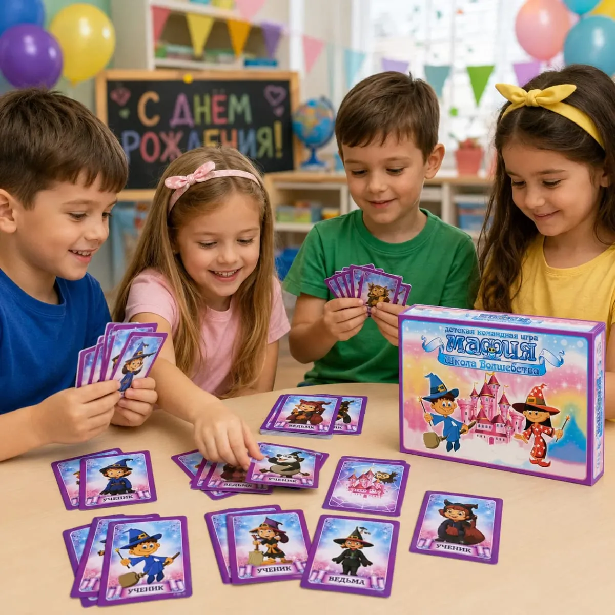 Magic School Mafia Kids Team Card Game Wizard Roleplay Potongan Sosial Parti Keluarga Versi Rusia — image 5
