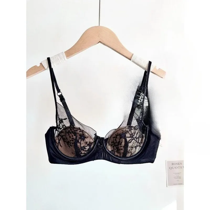 여성 레이스 브래지어 팬티 세트 소프트 언더 와이어 얇은 컵 푸시 업 지원 작은 가슴 32-38 패션 속옷을위한 란제리 정장 — image 15