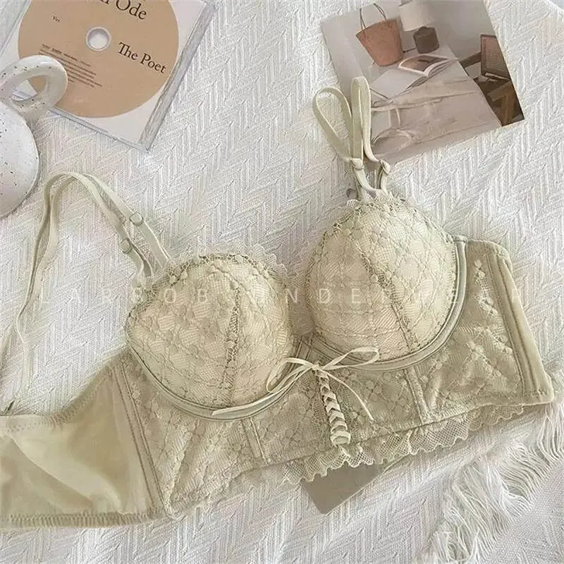 Bra Tekan Ke Atas Renda Tanpa Padding Seluar Dalam Ramping Tanpa Wayar Bralet Seksi Musim Panas Lancar untuk Sokongan Bahagian Angkat Dada Kecil Anti Kendur — image 13
