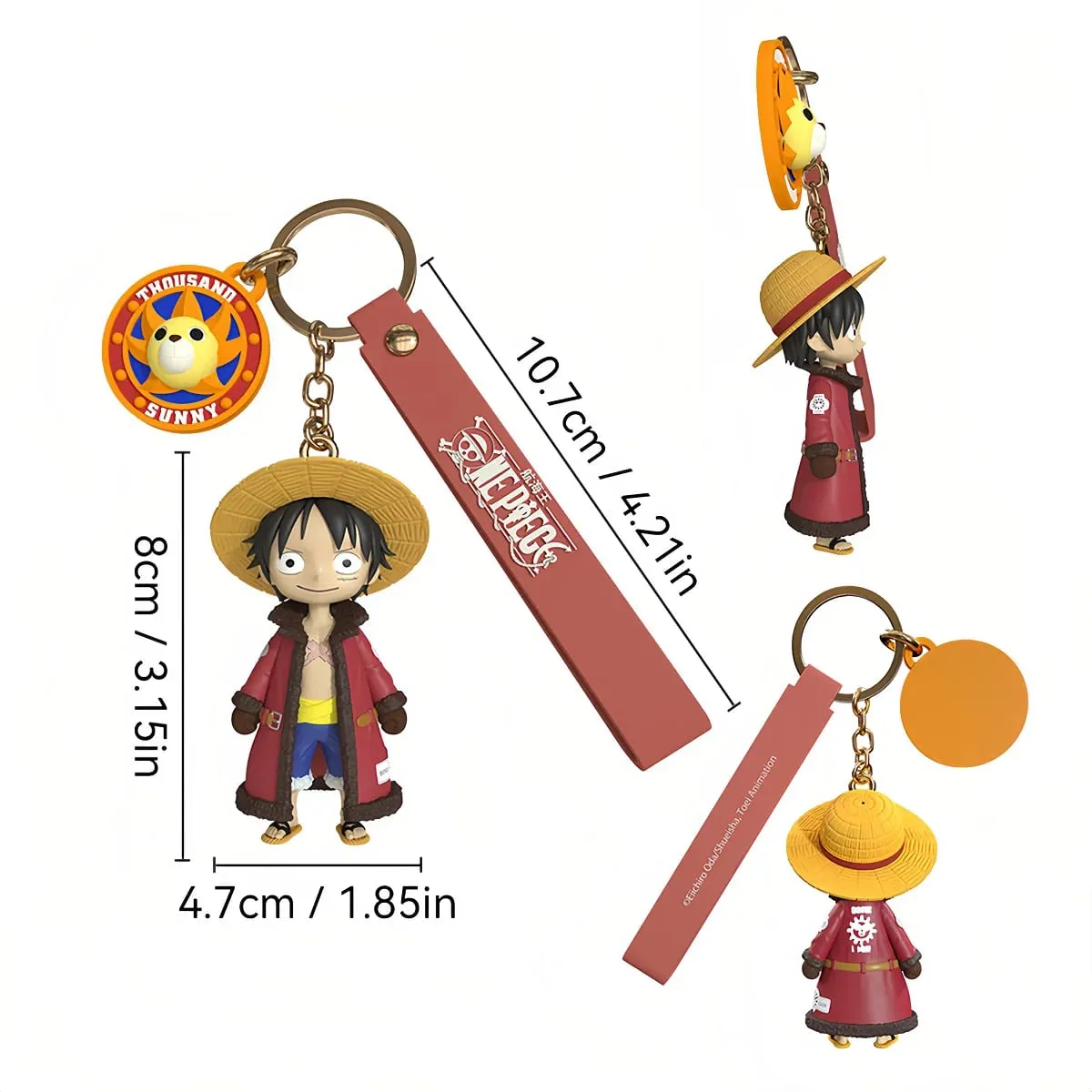 Genuino ONE PIECE Anime Figura Scimmia D Luffy Chopper Cartoon portachiavi Borsa Ornamento Bambole Bambini Regalo di compleanno Giocattolo di Natale Regali — image 3