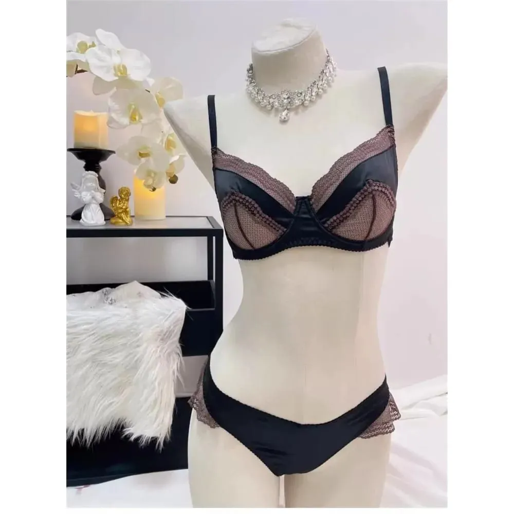 Wanita Satin Lace Underwire Bra 32-38AB Ultra Nipis Minimizer Bra Sisi Sokongan Anti Sag Mengumpul Payudara Pakaian Dalam Perancis — image 4