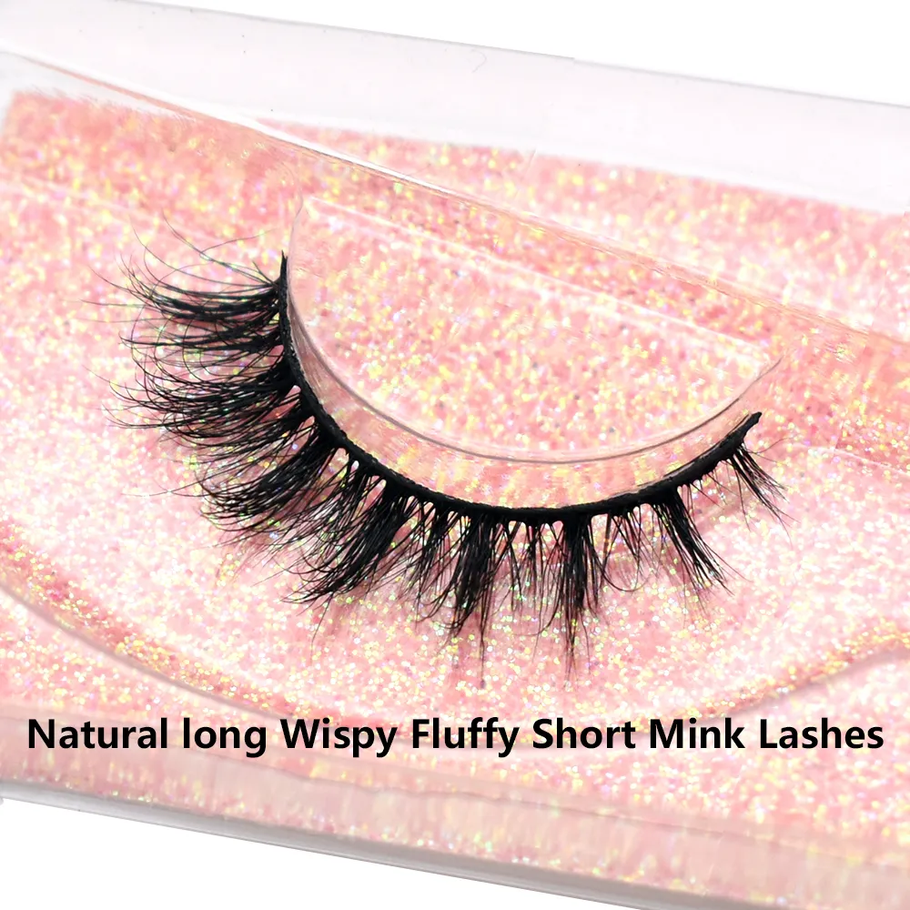 Mink จริงปุยสั้น Eye Lashes Extension Wispy นุ่มธรรมชาติขนตาปลอมสั้นสวมใส่ทุกวัน Full Strip Lashes แต่งหน้า — image 2