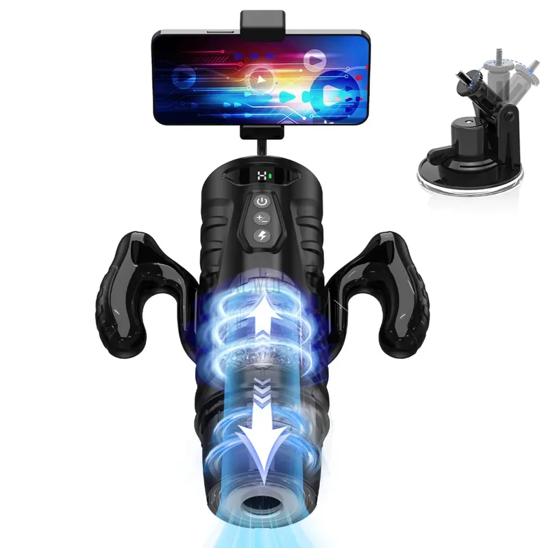 Teleskopischer männlicher Masturbator, automatischer Mastubator-Cup für Männer, 7 Schub-Rotationsmodi, Penispumpe, Kolben, Blowjob, Sexmaschine