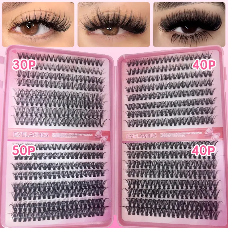 DIY Manga Spiky Cluster Lash Extensions Přirozený mega objem Individuální předřezané segmentované řasy pro domácí líčení očí