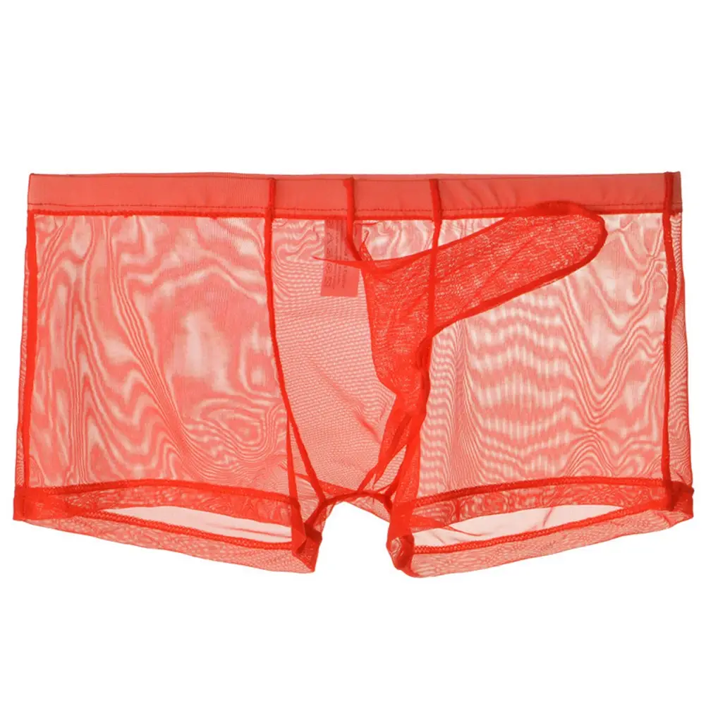Sexy Men Mesh Transparent Lightweight Underwear See Through Breathable Boxer Briefs Panties Bullet Separation Male Boxer Panties