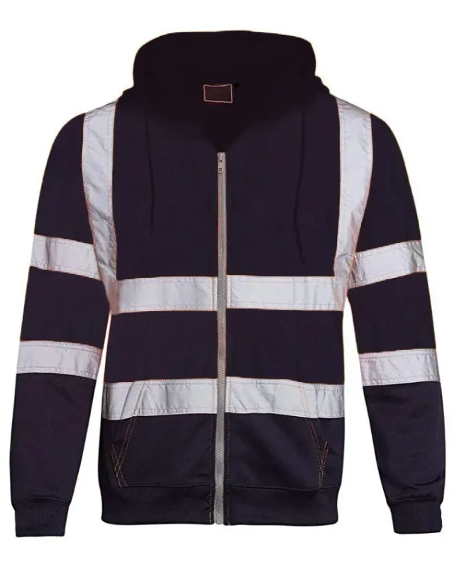 Sudaderas con capucha reflectantes de seguridad para el trabajo para hombre, chaqueta holgada con cordón y cremallera, Jersey fino de lana con capucha, abrigo, sudadera de trabajo informal — image 1