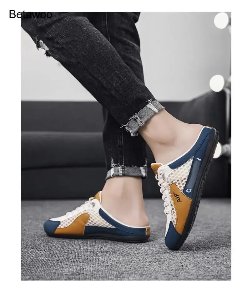 Wsuwane trampki bez pleców dla mężczyzn Oddychające buty na co dzień z siateczki — image 7