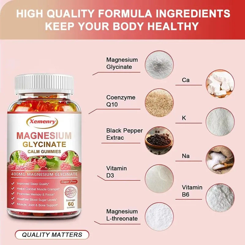 Magnesium Glycinate Gummies Calm Relieves Stress Support Sleep Support Memory Concentration & Muscle Spasms — image 3