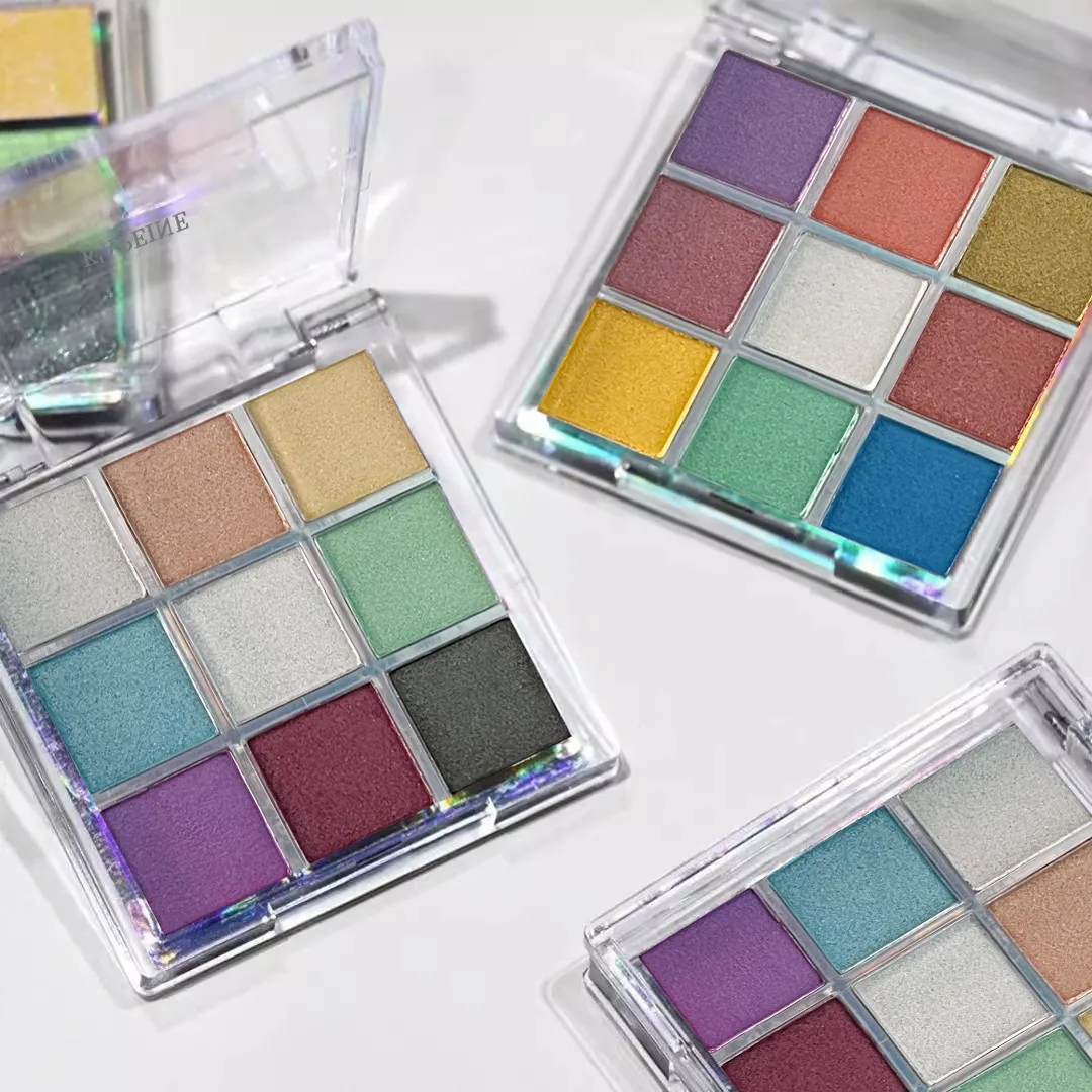 Tavolozza di ombretti Chameleon glitter a 9 colori Tavolozza di ombretti in polvere pressata a lunga durata impermeabile Kit cosmetico per trucco occhi per donna di moda — image 6