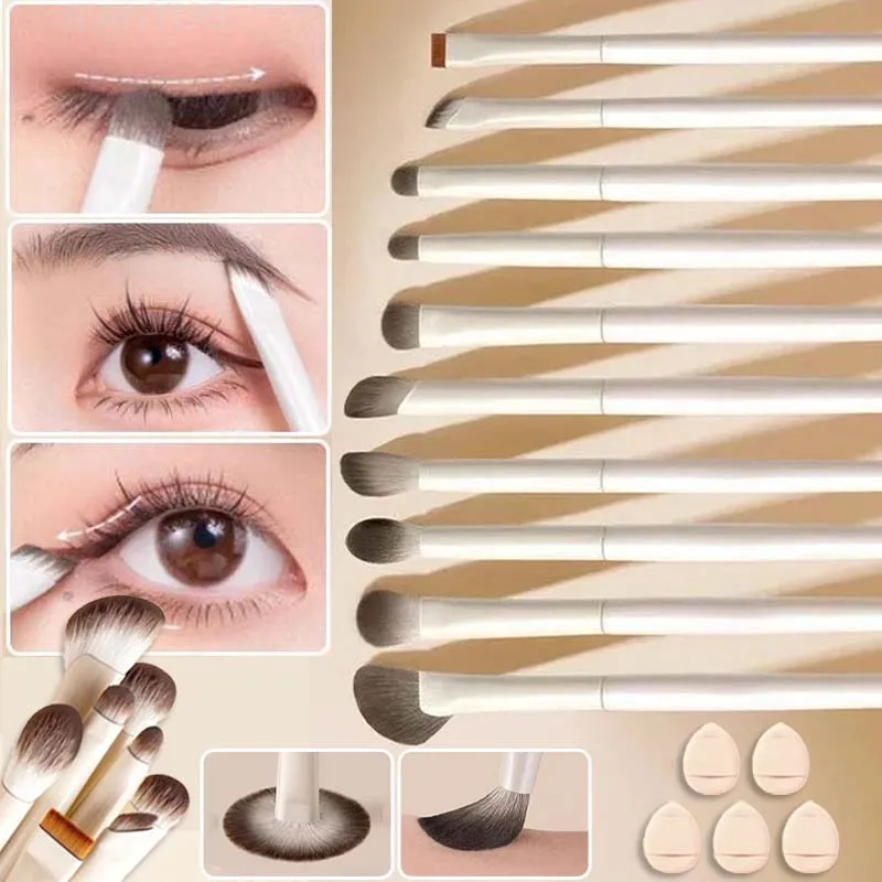 5/6/8/10pcs แปรงแต่งหน้าธรรมชาติชุดรายละเอียดอายแชโดว์ Contouring แปรง Ultra Soft Blending eyeliner Brow แปรงแต่งหน้าเครื่องมือ — image 1