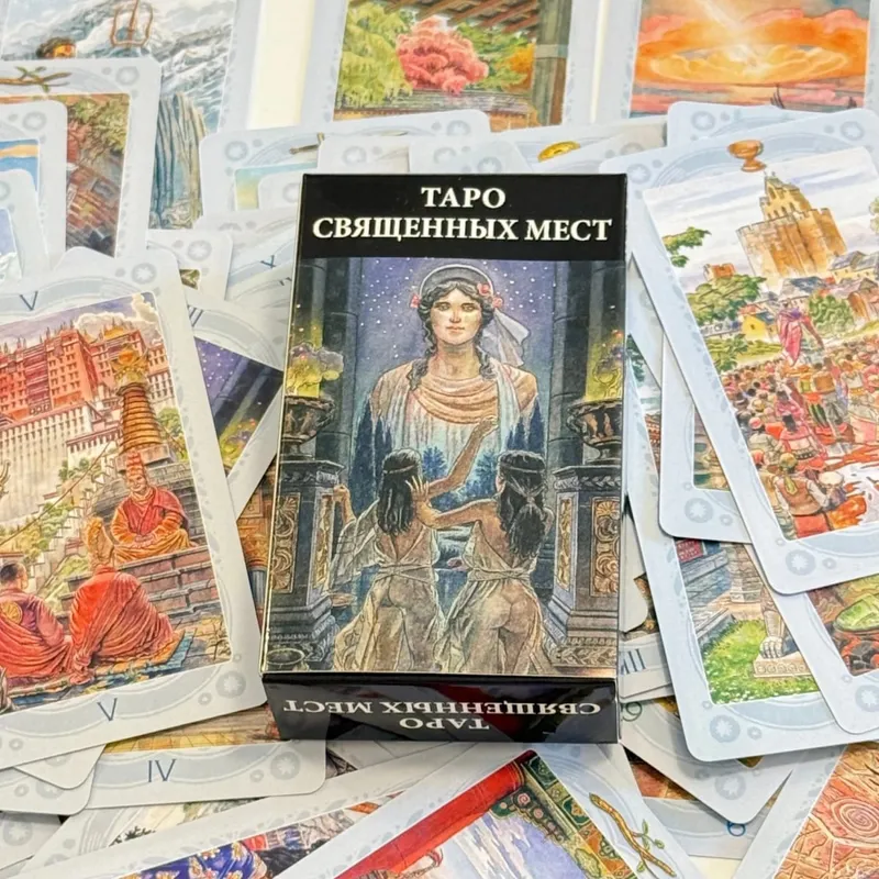 Versi Rusia Таро священных мест Permainan Papan Ramalan Pesta Kad Tarot 78 Ramalan