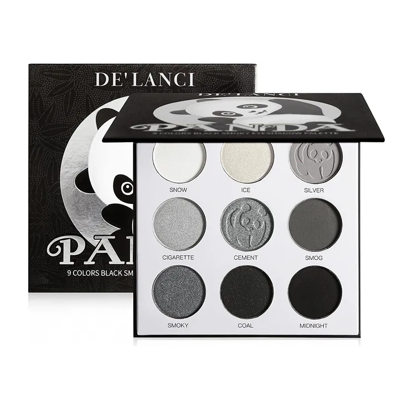 Palet Pembayang Mata 9 Warna Kelabu Hitam Matte Berkilauan Pembayang Mata Mutiara Goth Punk Smoky Denyar Halus Solekan Mata Berkekalan — image 6
