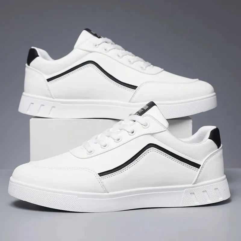 Sneakers vulcanizzate bianche per uomo basse scarpe comode stringate moda taglie forti 39-48 autunno primavera — image 4