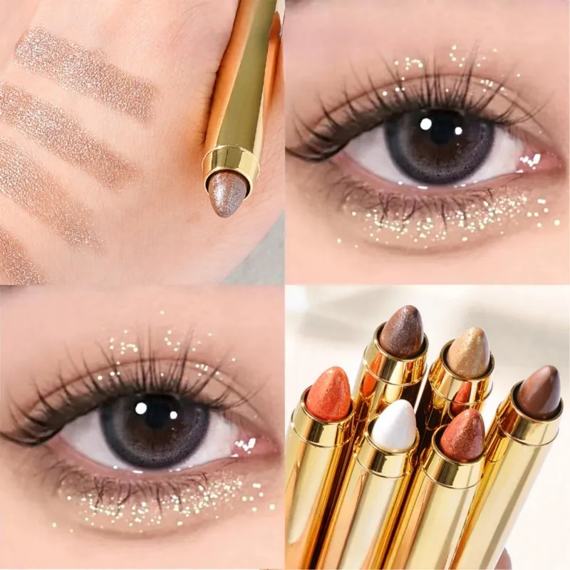 6color Eye Shadow Pen Eye Makeup Lying Silkworm Pen Double-ended Highlight Pen Eye Shadow Stick Women's Micro-pearl Matte Makeup — image 4