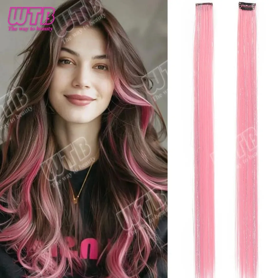 60cm Synthetic Wig BB Clip Style Colored Hair Extension with Laser Wire Suitable for Women Girls to Wear at Holidays and Parties — image 12