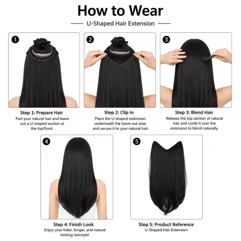 Extension capillaire synthétique multicouche longue et lisse de 22 pouces, postiche en Fiber de Style BB Clip pour femmes, usage quotidien, confiante et élégante — image 6