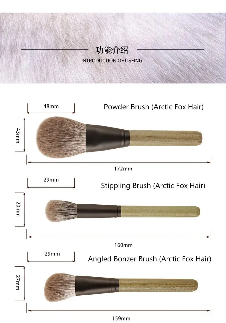 7pcs/set Fox hair Makeup brushes Set Powder Blusher Stippling Eyeshadow Detail Shadow Make up brushes Green Ebony Handle — image 5