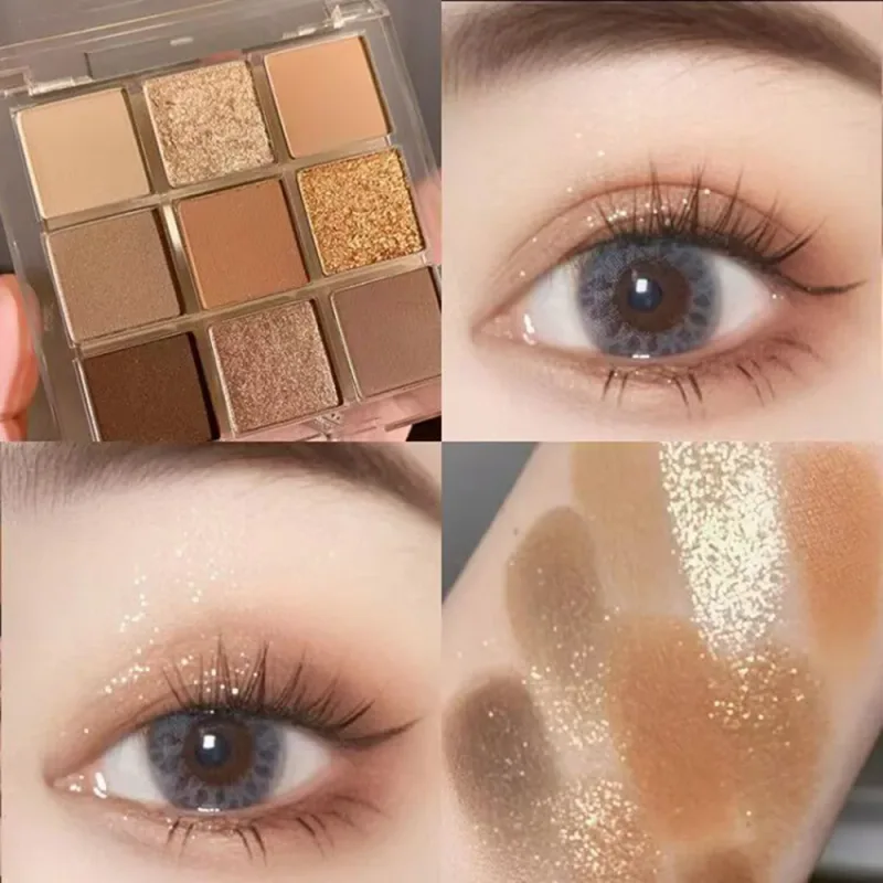 Full Pearlescent Eyeshadow Palette Sparkling Sequin Butter Rose Orange Nine-colors Eye Shadow Makeup Palette Glitter Eyeshadow