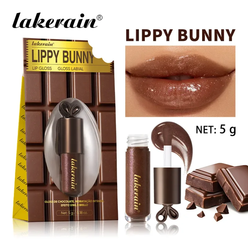 Lakerain Chocolate Thỏ Son Bóng Hydrat Hóa Lâu Dài Hiệu Ứng Gương Dưỡng Ẩm Mịn Không Dính Lippy Bunny Son Môi