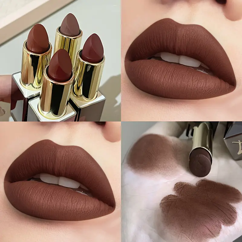 Disponible en 3 teintes de rouge à lèvres mat, velours mat, imperméable, ne se décolore pas, améliore la couleur et illumine les lèvres. — image 2