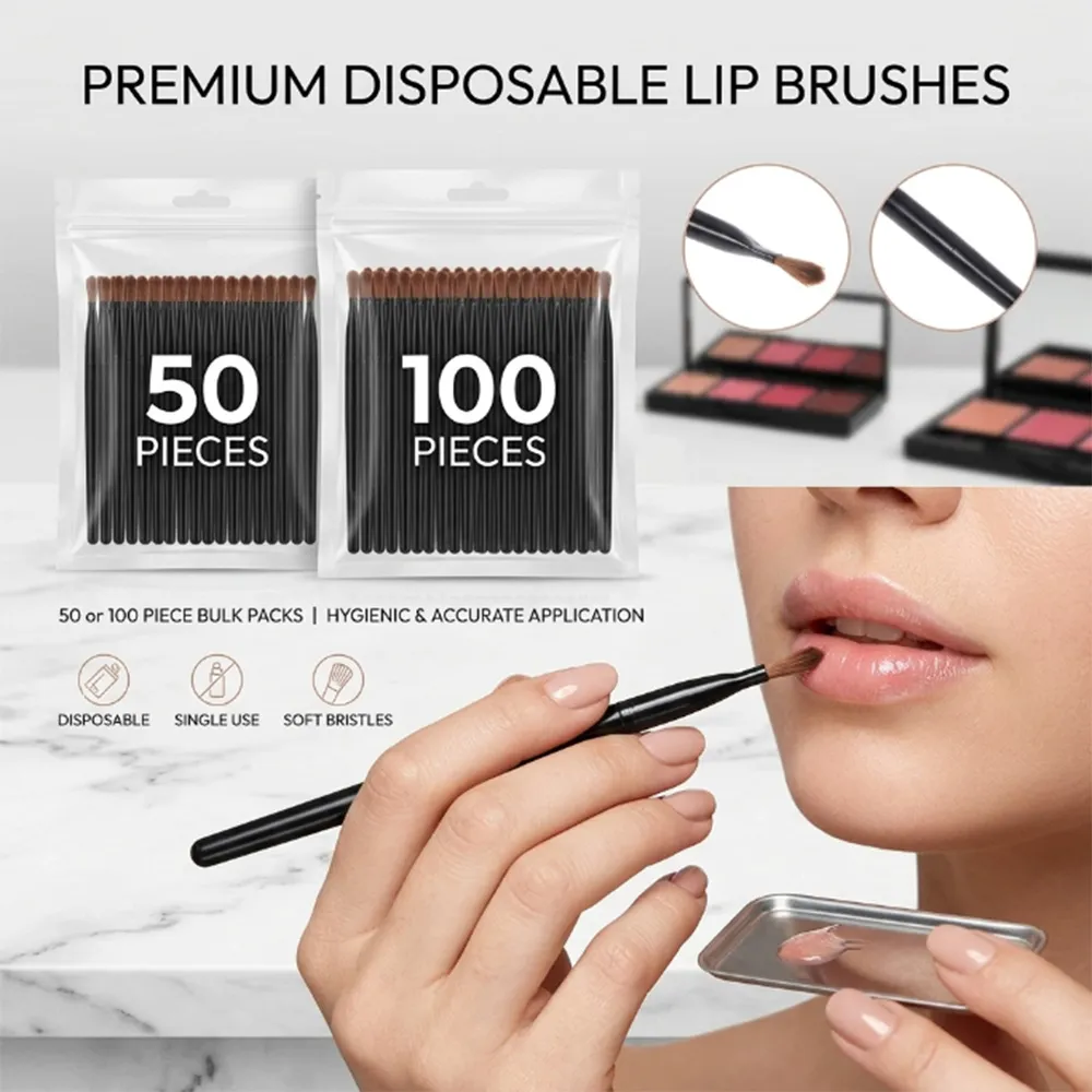50/100 pezzi set di pennelli per labbra usa e getta rossetto gloss bacchette applicatore pennelli per trucco strumento cosmetico di bellezza professionale — image 1