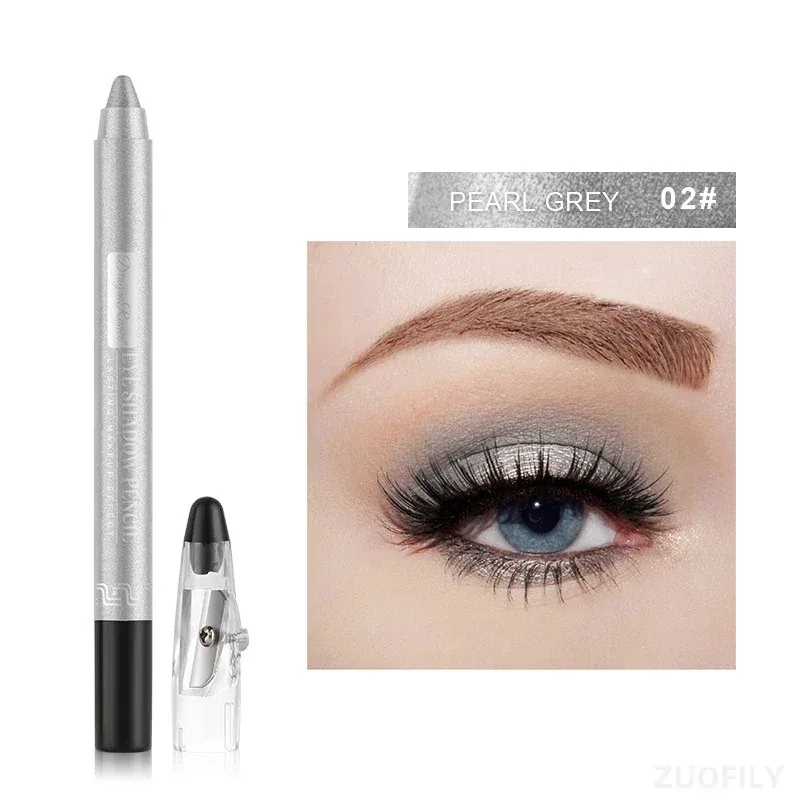 12 cores glitter caneta sombra de longa duração fosco sombra paleta brilhante iluminador prata roxo delineador lápis cosméticos — image 14