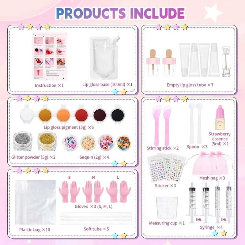 リップグロスベースセット リップグロス作成キット Diy リップグロスキット 保湿栄養 女の子用 キッズギフト リップグロスパックセット 化粧品 — image 6