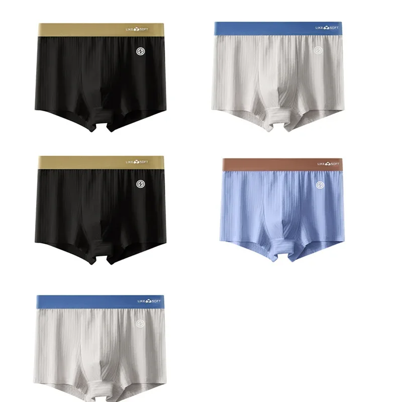 5 pezzi boxer da uomo a righe morbidi e traspiranti a vita media elastico in vita misto cotone pantaloncini intimi da uomo