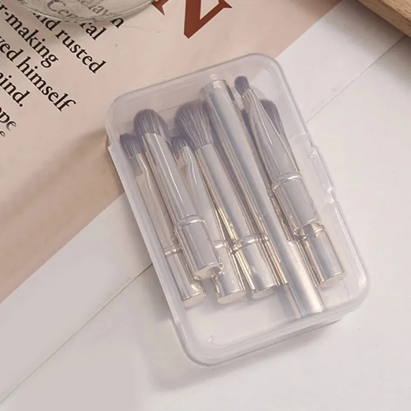 6ks přenosný štětec na make-up náhradní náhlavní souprava štětec na stíny na nos s krabičkou pro ženy Profesionální čistič kosmetických štětců — image 8