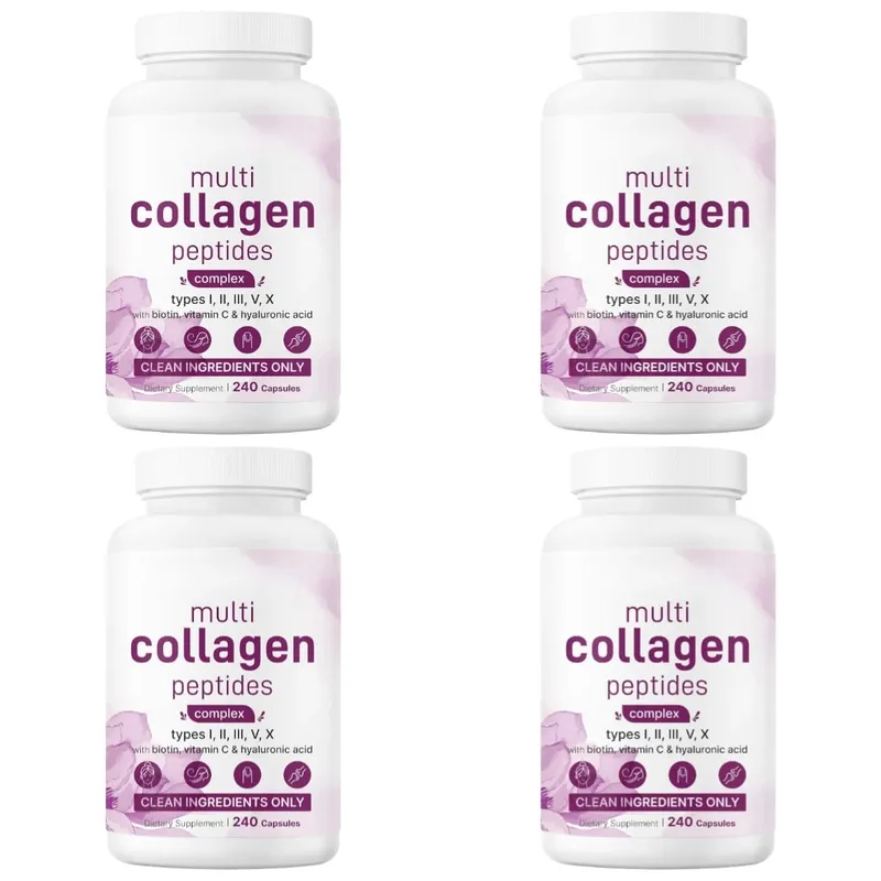 Multi Collagen Peptides Capsules with Biotin Vitamin C and Hyaluronic Acid Contains Eggs and Fish 240 Capsules — image 8