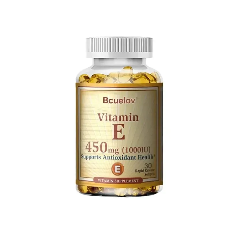 Bcuelov Witamina E 450 mg (1000 j.m.) Mieszana wspomaga układ odpornościowy i odżywianie skóry - Naturalny przeciwutleniacz - Bez glutenu i produktów mlecznych