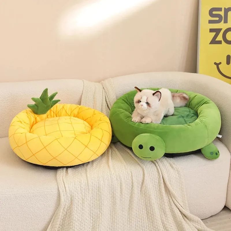 Tempat Tidur Hewan Peliharaan Sarang Tidur Hangat Lembut Berbentuk Nanas Hiu Tersedia Semua Musim Dirancang Khusus untuk Hadiah Hewan Peliharaan Kucing dan Anjing — image 4