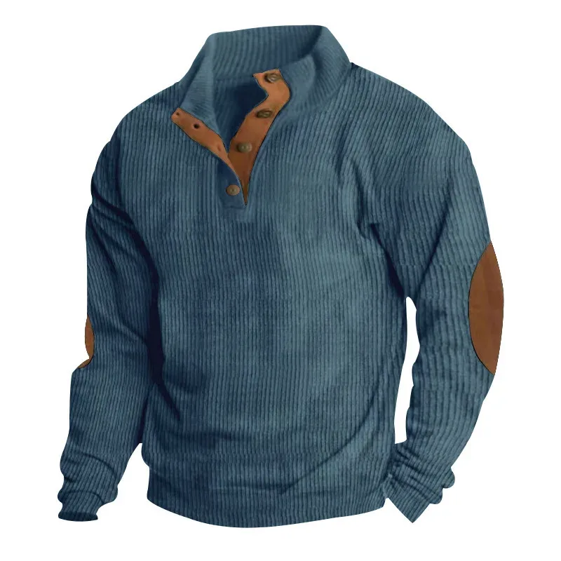 Męska bluza z długim rękawem Cargo American Splicing Patch Pullover Męska kurtka outdoorowa sztruksowa z długim rękawem — image 16