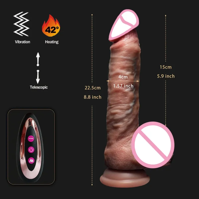 Erotic Dildo Telescopic Vibrator Female Vagina Penetration Realistic Large Penis Anal Plug With Female Sex Toys Heated Thruster