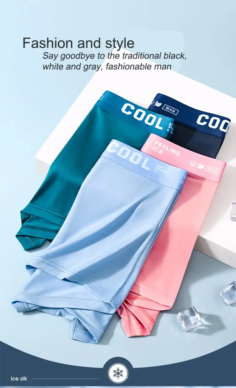 Boxers en soie glacée pour hommes, sous-vêtements en graphène, respirants et confortables, culottes ultra fines, tronc, grande taille 6XL — image 9