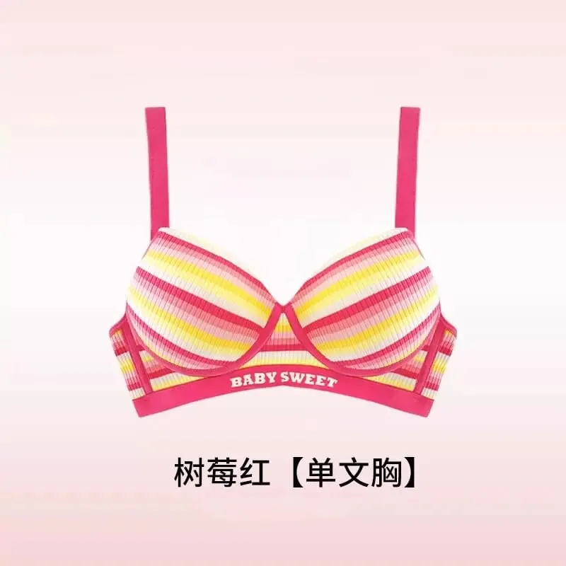 Set reggiseno senza cuciture per donna Bralette modellante a righe arcobaleno Lingerie anti-cedimento e sollevamento busto piccolo vestibilità S-XL — image 8