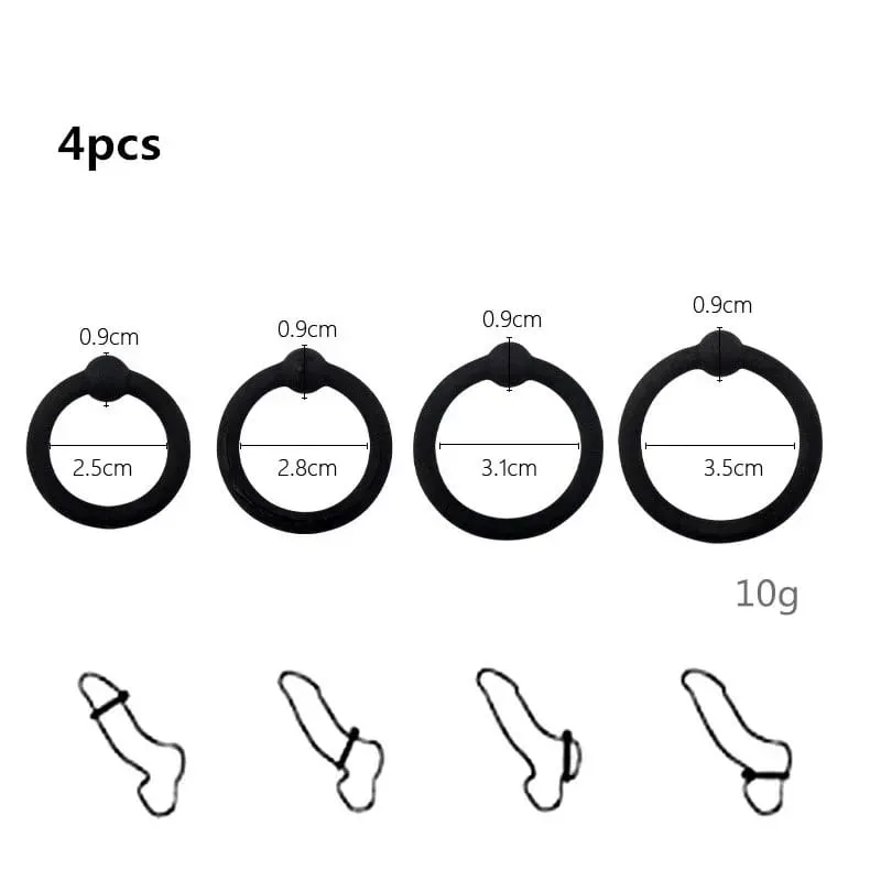 3/4 pcs Penis Rings Cock Rings Sleeve Delay Ejaculation Silicone Beaded Time Lasting Erection Sex Toys for Men Adult Games — image 7