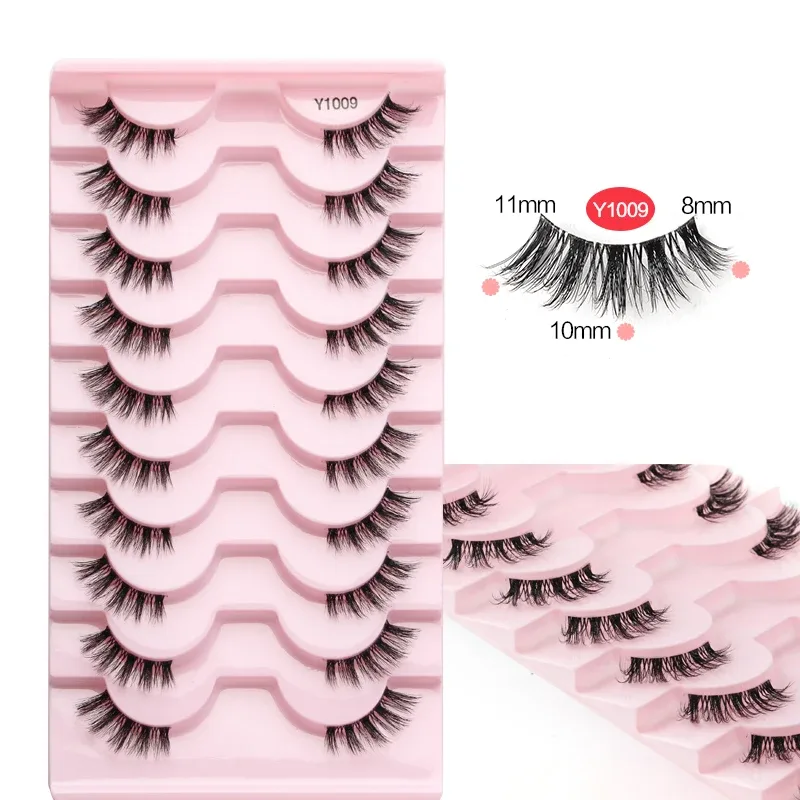 Mezze Ciglia Cat Eye Ciglia 3/5/10 Paia Ciglia Finte Soffici Morbide Aspetto Naturale Fascia Trasparente 3D Ciglia di Visone Estensione trucco