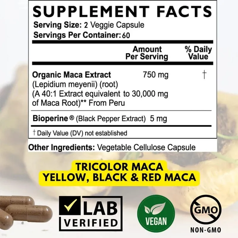 Radice di maca nera a massima resistenza - 30.000 mg - Estratto di radice di maca in gelatina dal Perù — image 3