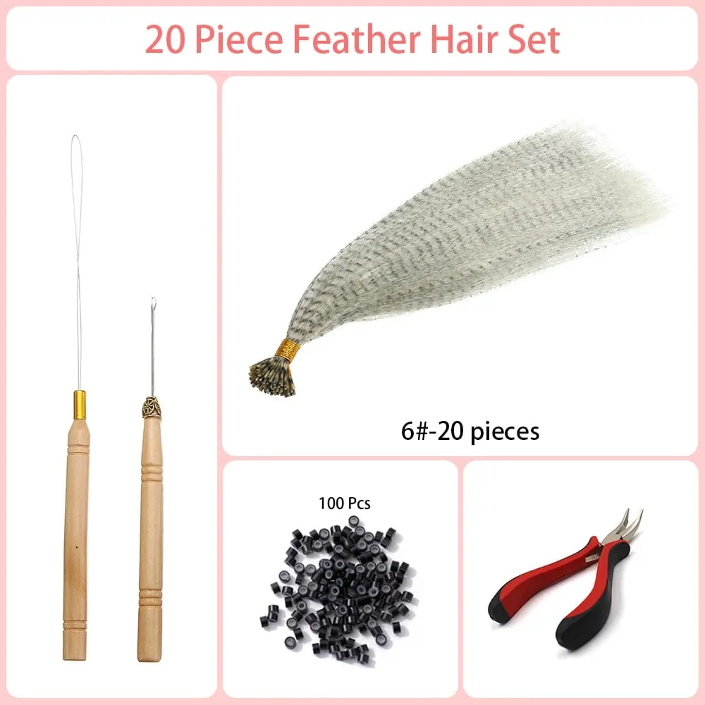 Estensioni dei capelli sintetici colorati I-Tip in piume finte 16 "20 fili/pacco Accessori per parrucche in fibra resistente al calore da donna — image 13